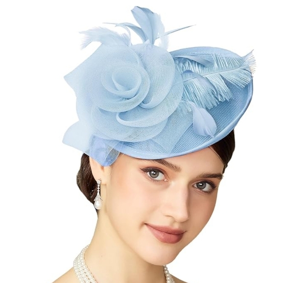 🐎NEW! GORGEOUS Baby Blue Kentucky Derby Hat - Picture 4 of 4